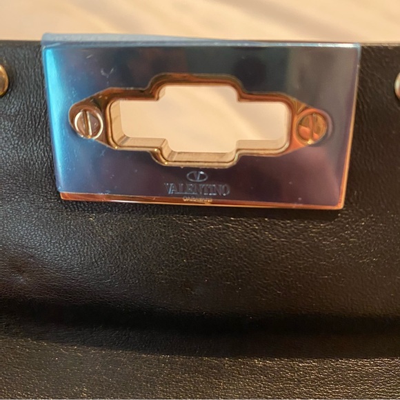 Valentino Black Rockstud Spike Flap Bag Quilted Patent Leather Small - Picture 7 of 15